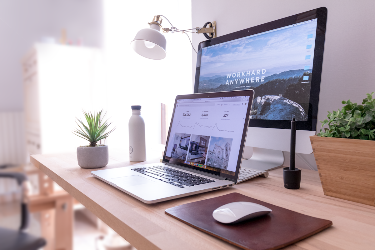 Bright modern remote workspace